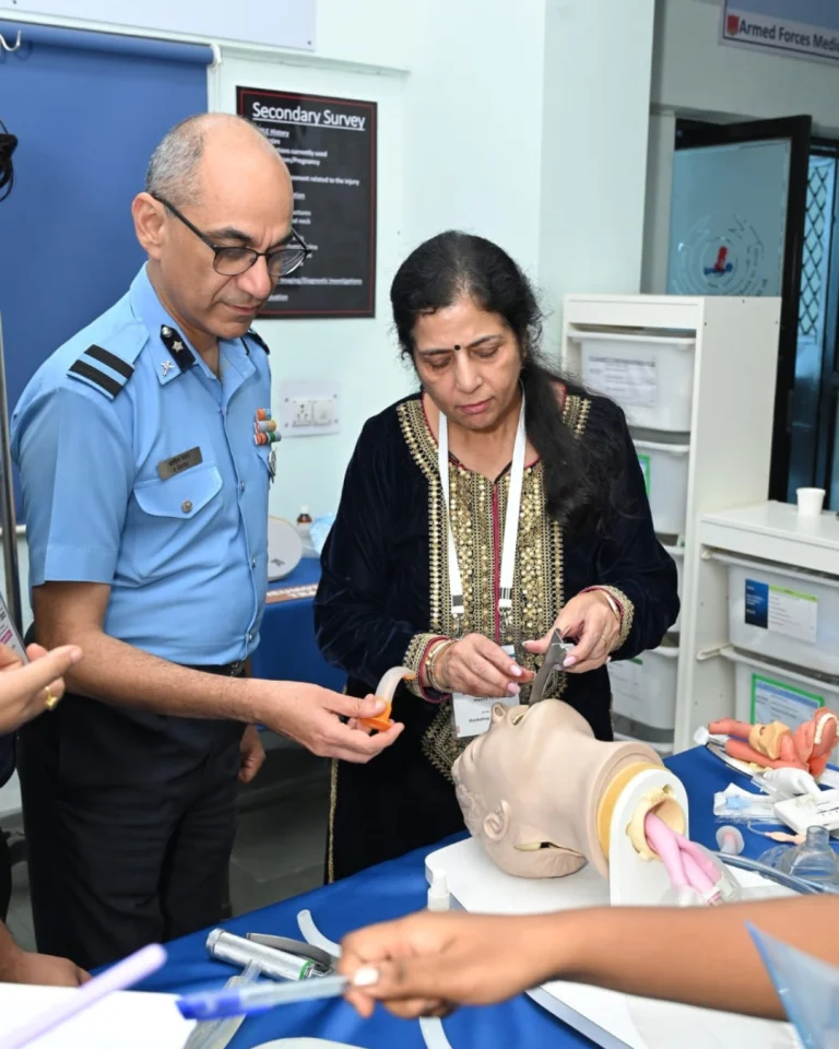 Staff participating in a hands-on medical training session at Saksham by Kriti