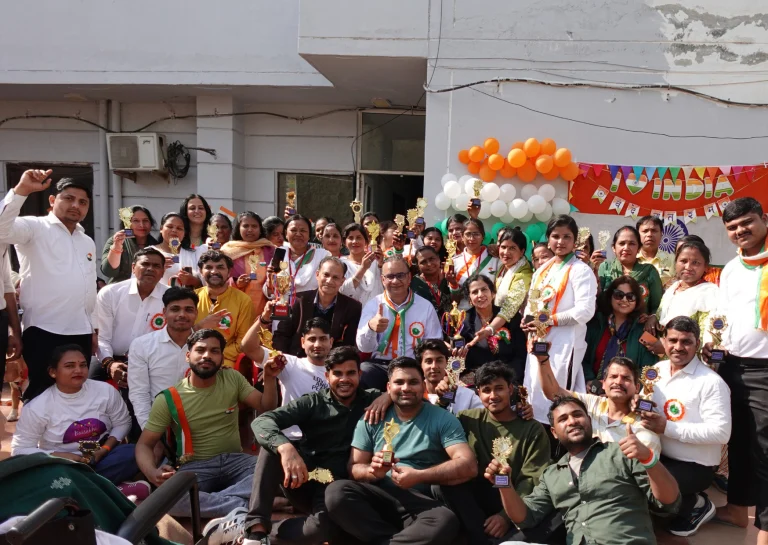 Group celebration with residents and staff at Saksham by Kriti