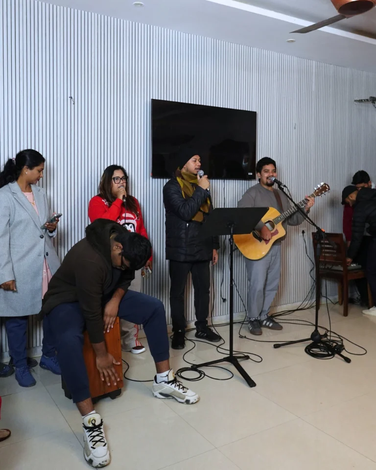 Music performance during a group event at Saksham by Kriti