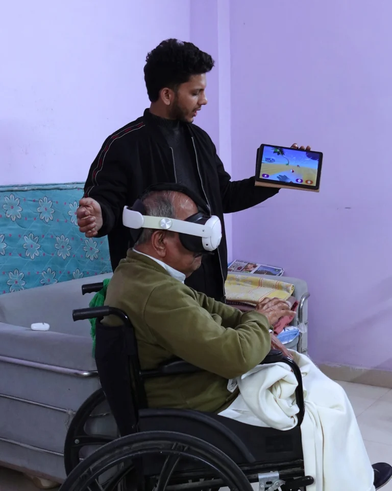 Technology-based activity using a virtual reality headset at Saksham by Kriti